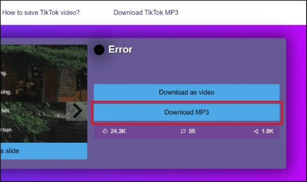 Nhấn Download MP3