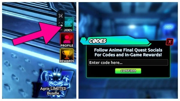 Nhấn nút Codes hoặc biểu tượng Twitter/Code
