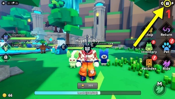 Mở game Catch A Monster → nhấn biểu tượng Codes hoặc Settings