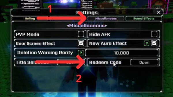 Chọn mục Redeem Code hoặc Open Code Box