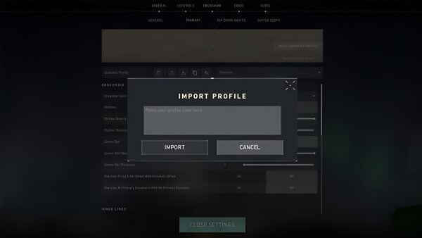 Nhấn biểu tượng Import Profile Code