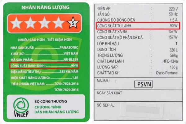 Hướng dẫn xem công suất trên nhãn tủ lạnh