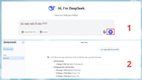 Người dùng nhập nội dung vào ô chat