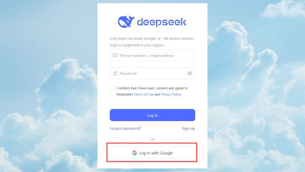 Chọn đăng nhập bằng Google