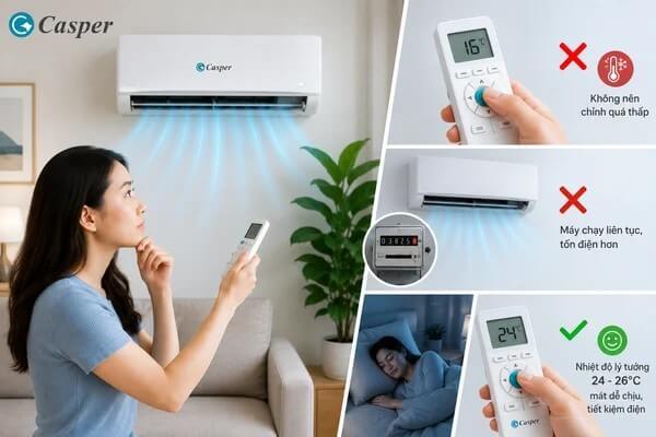 Một số lưu ý khi sử dụng điều khiển điều hòa Casper tiết kiệm điện và bền lâu