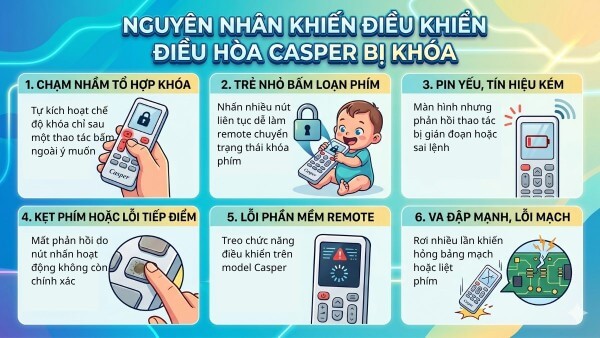 Những lý do điều khiển điều hòa Casper bị khóa thường gặp