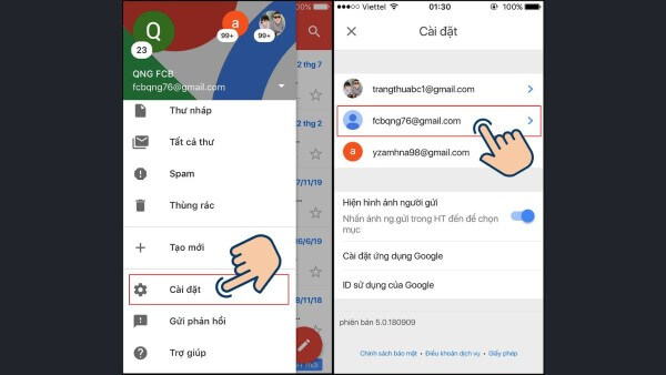Chọn mục Cài đặt