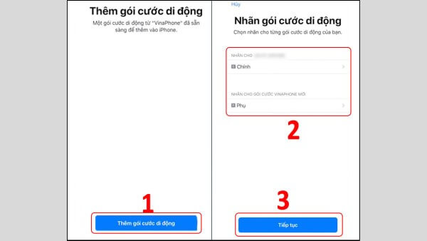 Chọn “Thêm gói cước di động”