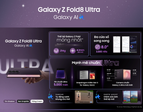 Thông số kỹ thuật của Samsung Galaxy Fold8 ngang hàng với các dòng cao cấp