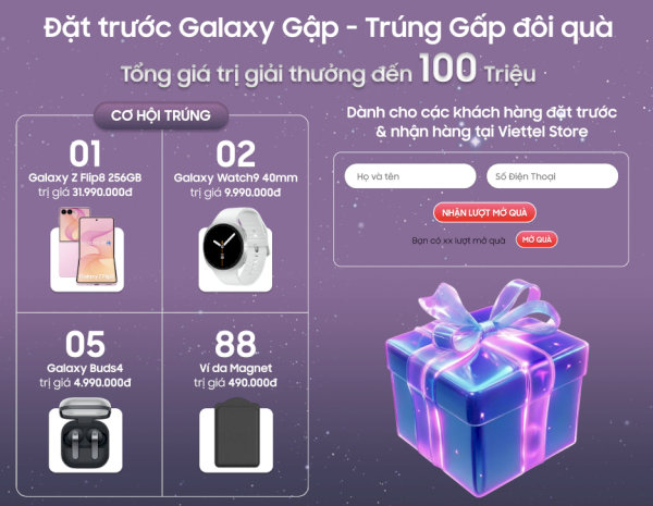 Đặt trước Galaxy Z Flip8 Gập mới để có cơ hội trúng nhiều quà giá trị