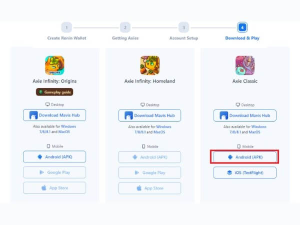 Chọn tải file APK cho Android