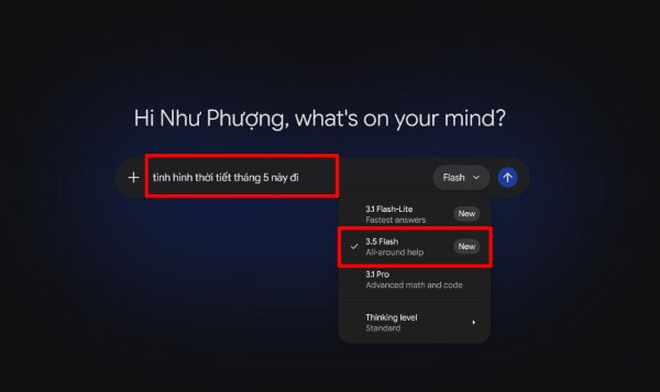 Chọn phiên bản Gemini 3.5 Flash