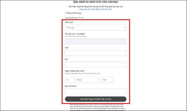 Sinh viên cung cấp thêm các thông tin theo yêu cầu