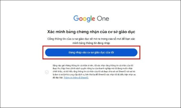 Chọn “Đăng nhập vào cơ sở giáo dục của tôi”