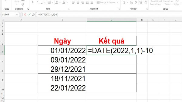 Công thức hàm date trong Excel: =DATE(year,month,day)