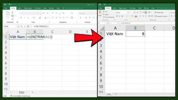 Công thức tính tổng số ký tự nhưng bỏ khoảng trắng