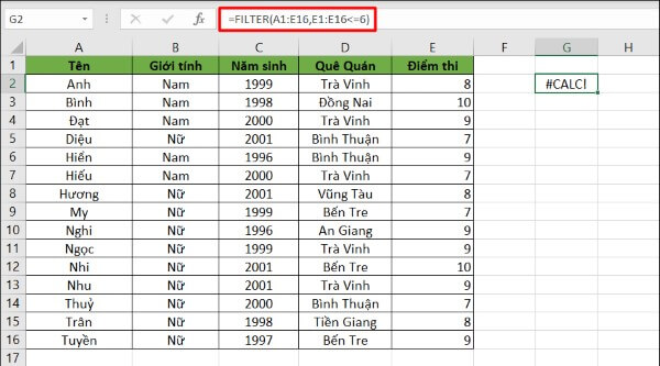 Một số cách dùng hàm FILTER với nhiều điều kiện