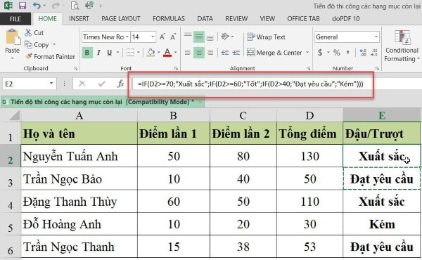 Hàm IF dùng để kiểm tra 1 điều kiện và trả về 2 kết quả khác nhau