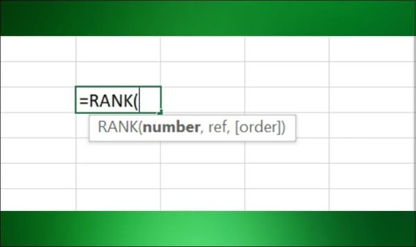 Công thức hàm Rank Excel: =Rank(number,ref,[order])