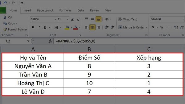 Di chuột đến góc phải dưới của ô rồi kéo xuống để áp dụng công thức