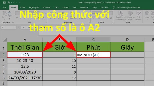 Công thức hàm MINUTE(serial_number)