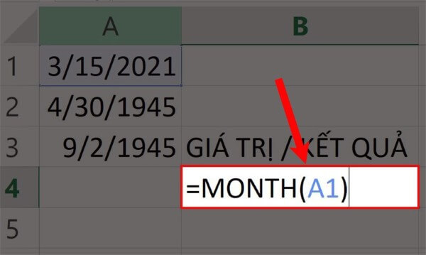 Cách dùng hàm MONTH(serial_number)