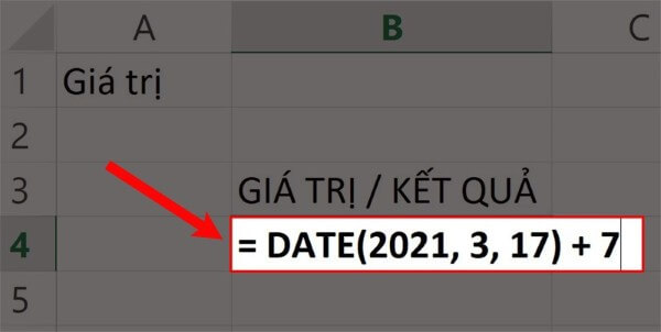 Công thức hàm DATE(year,month,day)