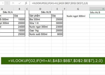 Hướng dẫn sử dụng hàm VLOOKUP kết hợp hàm IF nhiều điều kiện kèm ví dụ thực tế