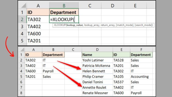 Công thức hàm XLOOKUP thay thế
