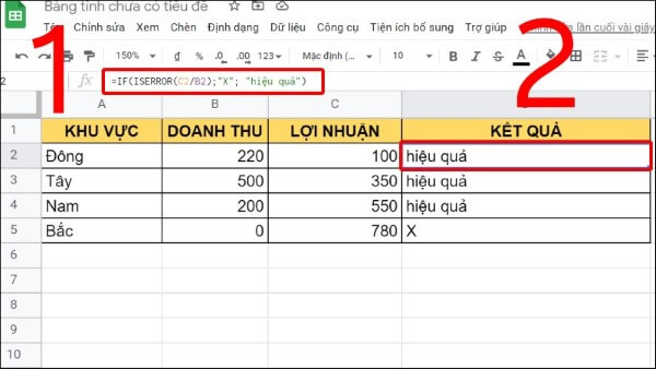 Ví dụ về cách kết hợp với IFERROR