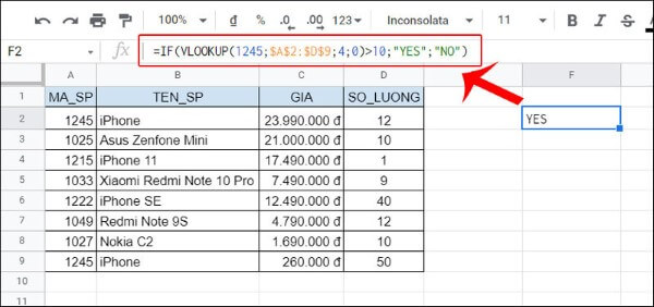 Công thức kết hợp với hàm IF