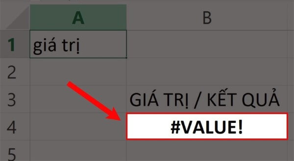Lỗi #VALUE! định dạng dữ liệu sai
