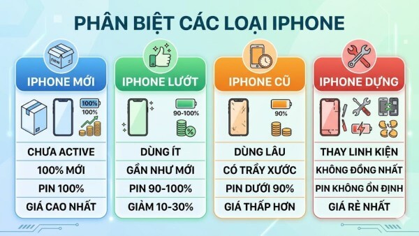 So sánh iPhone lướt với các loại iPhone khác