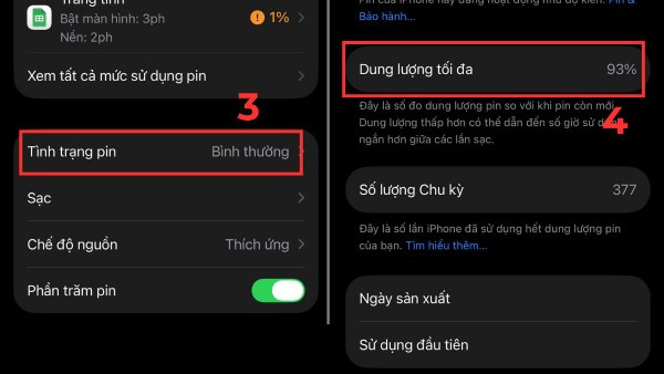 Kiểm tra mục Dung lượng tối đa
