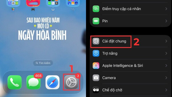 Chọn Cài đặt chung