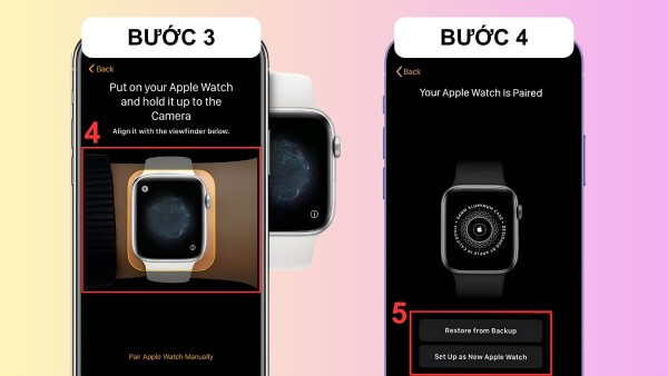 Hướng camera của iPhone vào màn hình Apple Watch