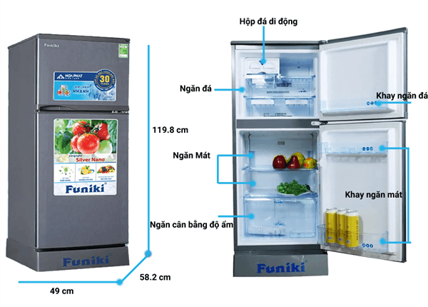 Tham khảo kích thước tủ lạnh 120 lít chuẩn