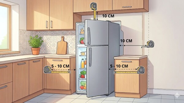 Lưu ý khoảng cách xung quanh tủ cũng ảnh hưởng lớn đến hoạt động của thiết bị