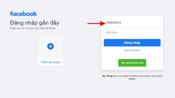 Đăng nhập để kiểm tra tình trạng của tài khoản Facebook