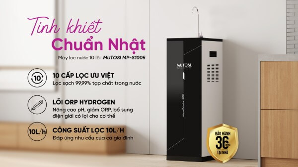 Máy lọc nước Mutosi có thiết kế tinh gọn và công nghệ lọc ổn định