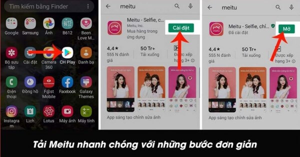 Các bước tải và cài đặt Meitu trên Android 