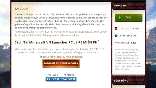 Đăng nhập tài khoản Microsoft/Mojang và nhấn tải game full Minecraft