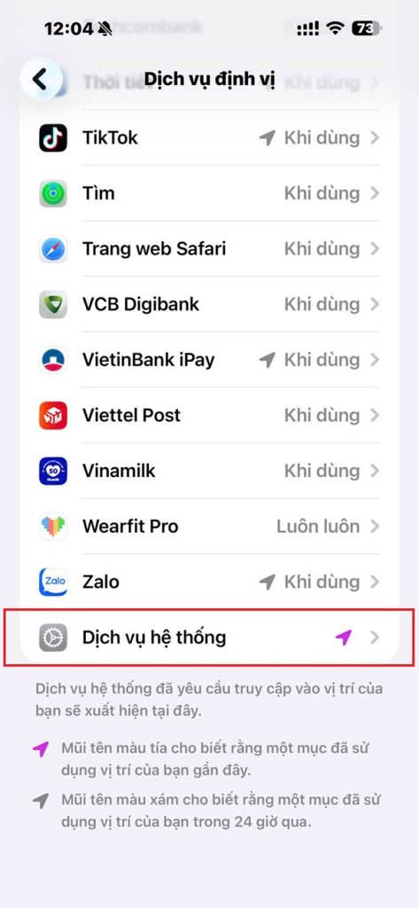 Nhấn chọn Dịch vụ hệ thống