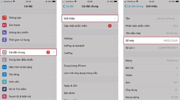 Cách kiểm tra mã máy iPhone trong Cài đặt