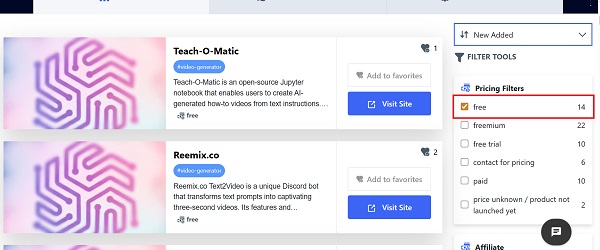 Chọn vào mục "Free"