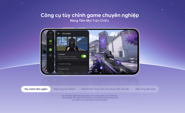 Các công cụ tuỳ chỉnh game chuyên nghiệp được tích hợp trên OPPO Reno16 F 5G.