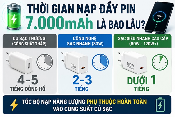 Thời gian nạp đầy pin 7.000mAh là bao lâu?