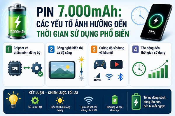 Các yếu tố ảnh hưởng đến pin 7.000mAh