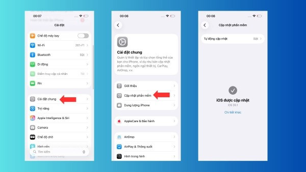Các bước cập nhật phần mềm trên iPhone