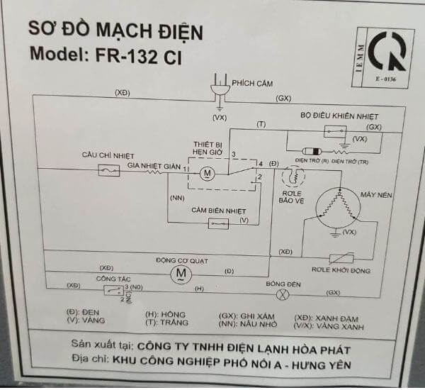 Chi tiết sơ đồ hướng dẫn đấu dây thực tế block tủ lạnh Funiki